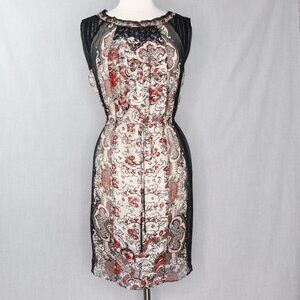 Of Two Minds Dress Womens Tunic Batik Art to Wear Silver Black Sheer